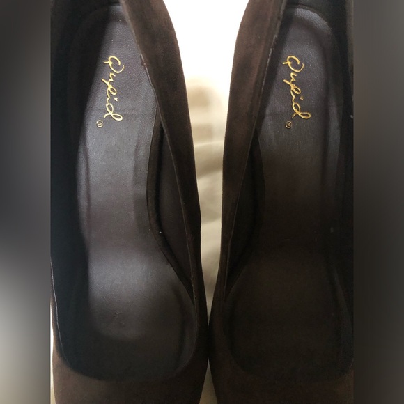 QUPID FAUX SUEDE PEEP TOE HIGH HEEL PUMPS 8.5 - Picture 5 of 9